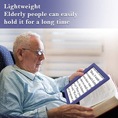 5X Full-Page Magnifying Glass for Reading, Handheld Lightweight Magnifier - color: Blue