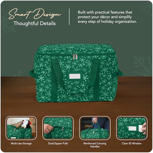 Covermates Treasurekeeper Storage Bag, Green Snowflake - color: Green Snowflake Polyester, size: 19.25W x 13D x 12.5H - Without Wheels