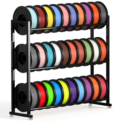 3-Tier 3D Filament Storage Rack - Heavy Duty Metal Spool Shelf for 30 Rolls