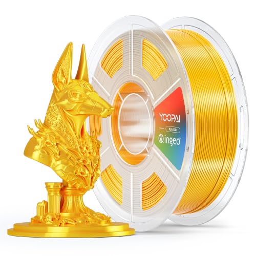 YOOPAI Gold Silk PLA Filament 1.75mm, Luxury Chrome-Like Mirror Shine, Premium Silk Smooth Finish, Reliable Consistent Printing 3D Printer Filament, 1kg Spool(2.2lbs) - color: A-silkpla-1kg-gold