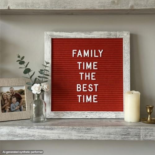Rustic Red Felt Letter Board Sign, 10x10 Inch with Display Stand - color: Rustic Red