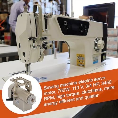 Sewing Machine Servo Motor, 750W Electric Servo Motor, AC110V, 3/4HP, 3450RPM，Industrial Servo Motor with Carbon Brush, Energy Efficient, Quiet Operation, Instructions - size: 750W