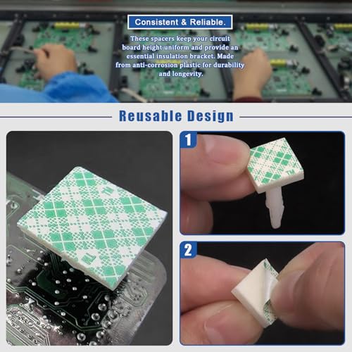 Glarks 125pcs 4.8/7.9/11/14.2/15.8MM Sticky PCB Spacer, White Supporting Height Adhesive Insulated Standoff Locking Snap-in Posts Fixed Clip Insulated Adhesive Reverse Mount Standoff for PCB PC Board