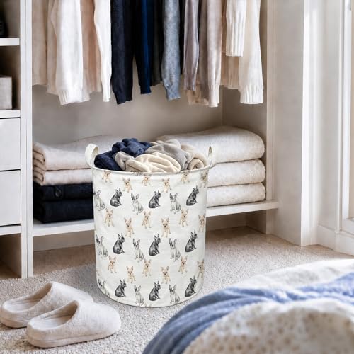 French Bulldog Dog Laundry Basket, French Bulldog Gifts Collapsible Laundry Hamper with Handles, Dog Clothes Toy Storage Bins Containers Basket for Bathroom Bedroom - color: French Bulldog