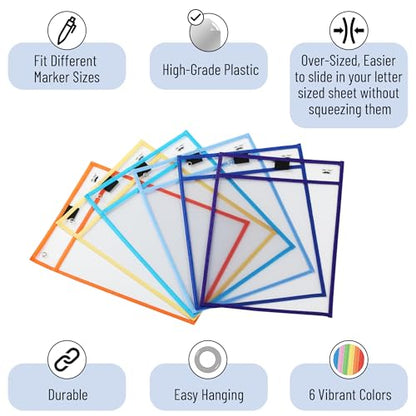 Mr. Pen- Reusable Dry Erase Pocket Sleeves, 10" x 14", 12 Pack, Colorful - color: Winter, size: 12 Pack