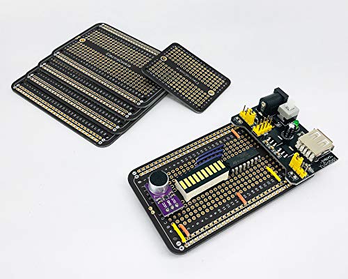 ElectroCookie Prototype PCB Solderable Breadboard for Electronics Projects Compatible for DIY Arduino Soldering Projects, Gold-Plated (5 Pack + 1 Mini Board, Matte Black) - color: 2.Black