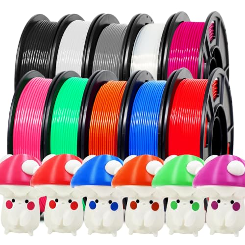 RepRapper PLA Plus (PLA+) Upgraded Filament Bundle 1.75mm, Tougher & Stronger, Dimensional Accuracy +/- 0.02 mm, 10 Rolls of 0.25kg, (Black+White+Grey+Blue+Red+Green+Purple+Pink+Orange+Transparent) - color: 1-mpla-1.75mm-blue White Green