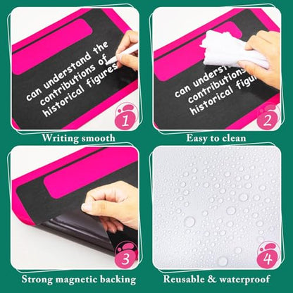 Inkspire 7 Pack Magnetic Write & Wipe Paper Organization Chart,Pen Dry Erase Objectives Labels Learning Magnets for Classroom Organization Teacher Student Teaching Supplies(Blackboard Theme) - style: Chalkboard Bright