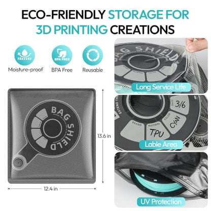 3D Printer Filament Vacuum Storage Bags Kit with Auto Pump for 3D Filament - size: 10 Bags + Electric Pump