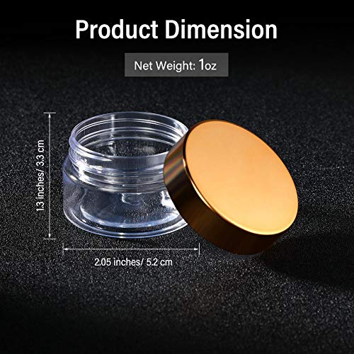 SATINIOR 24 Pieces Empty Clear Plastic Jars with Lids Round Storage Containers Wide-Mouth for Beauty Product Cosmetic Cream Lotion Liquid Butter Craft and Food (Gold Lid,1 oz) - color: Gold Lid, size: 1 oz