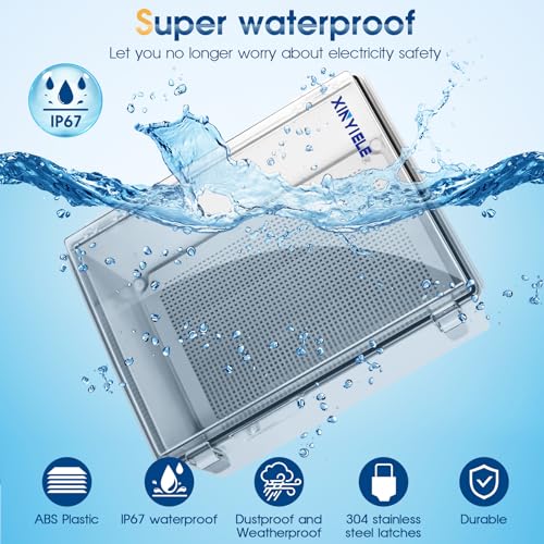 Waterproof Outdoor Project ABS Plastic Junction Box IP67 Weatherproof Dustproof Enclosure with Hinged Cover, Mounting Plate,Wall Brackets for Power Project (Clear.15.7"x11.8"x7.1") - color: Transparent Cover, size: 15.7"x11.8"x7.1"
