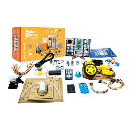 PicoBricks Raspberry Pi Pico W Starter Kit - 26 Pieces DIY Project Kit with 3 Learning Book and 25 Project Videos - size: Zero to Hero Kit