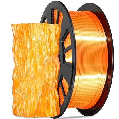 Silk Orange PLA Satin Shiny 3D Printer Filament, 1.75mm Diameter 1kg Spool 2.2lbs for FDM 3D Printers - color: Orange
