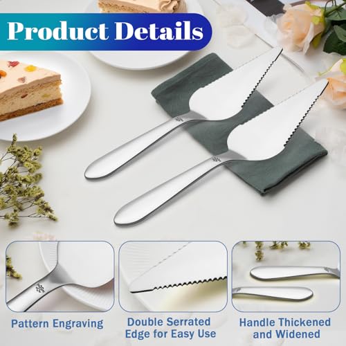 Eisinly Cake Pie Server, Pizza Cutter with Big Serrated Edges, 2Pcs Silver - color: Silver, size: 10.43 Inch-Server