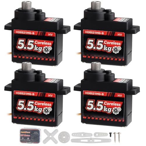 HobbyPark 9G Micro Servo Coreless Motor Metal Geared Mini Servos for RC Airplane, Glider, Robotics, Arduino Projects, RC Cars, 5.5kg High Torque Digital (4)