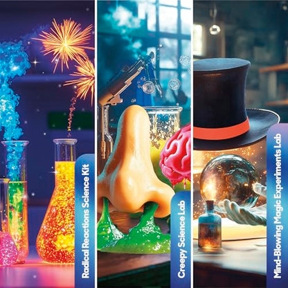 Discovery 3-in-1 Science Station for Kids| 84 Science Experiment Kit| Erupting Volcano, Glow Slime, Brain Dissection, Magic Potions| STEM Chemistry Activity Set| Educational Learning Toy| Gift Ages 8+