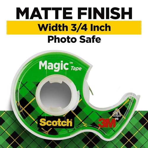Scotch Magic Tape, 3 Dispensered Rolls, 3/4 x 300 Inches, Clear