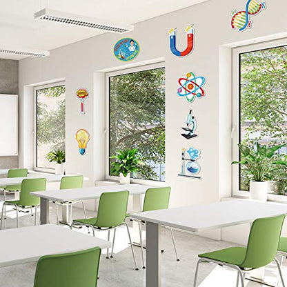 48 Pcs Science Lab Cutouts Bulletin Board Decoration for Classroom Science Themed Cut Outs Party Decor Decoration Class Office Supplies