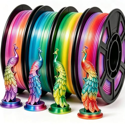 Silk Rainbow PLA+ Filament Bundle 1.75mm Multicolor 250g*4