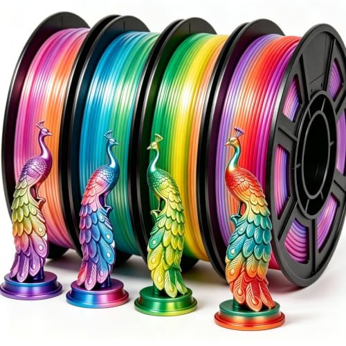 Silk Rainbow PLA+ Filament Bundle 1.75mm Multicolor 250g*4