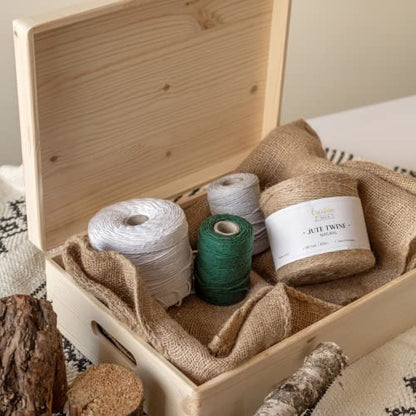Creative Deco XL Wooden Storage Box with Hinged Lid - color: Beige, size: XL | Handles