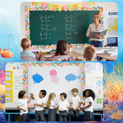 Sea Animal Border - 65.6Ft Under The Sea Bulletin Board Trim Summer Ocean Theme Cute Sea Animal Fish Borders for School Classroom Chalkboard Whiteboard Wall Decor - style: Sea Animal