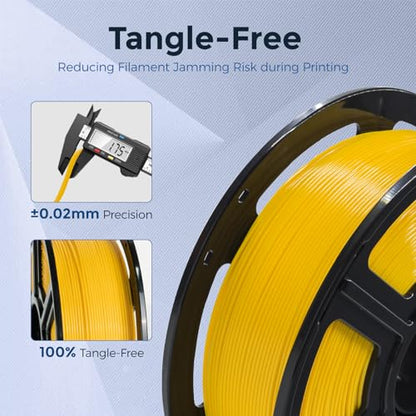 FLASHFORGE PETG Pro Filament 1.75mm Yellow, 3D Printer Filament 1kg (2.2lbs) Spool, Dimensional Accuracy +/- 0.02mm, 3D Printing Filament for Various Mechanical Parts, Waterproof Parts - color: Yellow
