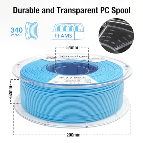YXPOLYER PLA Plus Filament Food-Grade 1.75mm 1kg Pstesl Blue - color: Pastel Blue