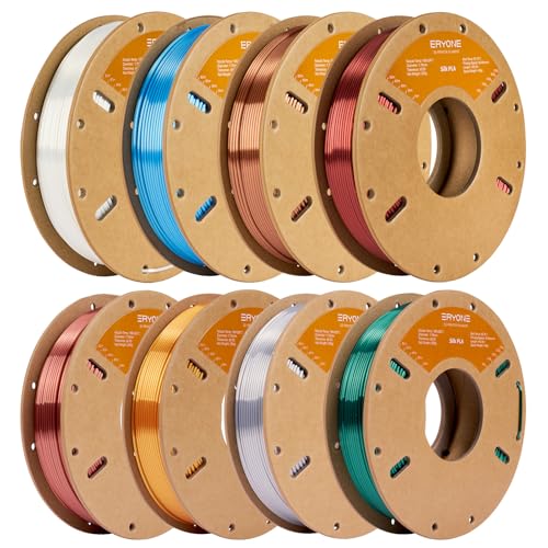 ERYONE PLA Filament 3D Printer Filament Bundle Multicolor 1.75mm +/- 0.03mm, PLA Filament 250g Spool, 8 Rolls, Silk Series 1 - color: Silk Series 1, size: 2KG
