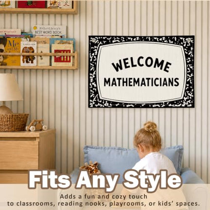 Math Classroom Decor Canvas Wall Hanging Banner - color: 04-Welcome Mathematicians - Composition Notebook