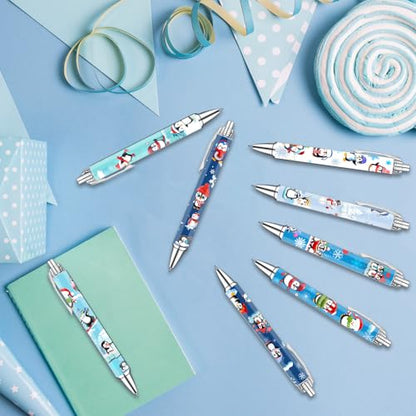 Idealmuzik Penguin Pens Set – Cute Penguin-Themed Gel Pens for Teachers, and Office Gift Exchange – Funny Penguin Designs – Perfect Stationery Gifts, Party Favors, 8 Pack - color: Penguin