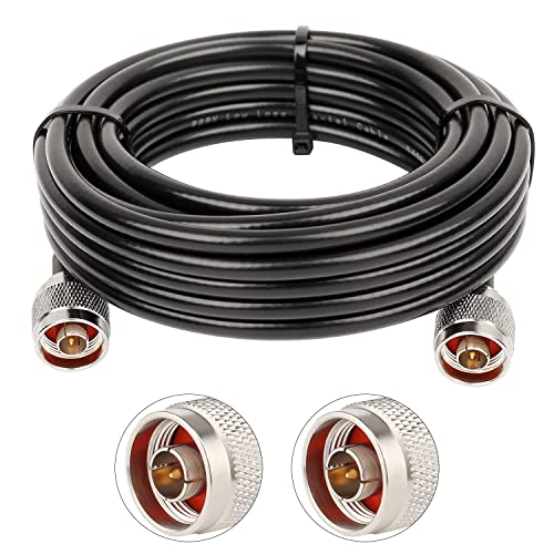 25ft KMR240 Coax Extension Cable N Male to N Male Connector (50 Ohm) Pure Copper Low Loss Coaxial Cables for 3G/4G/5G/LTE/GPS/WiFi/RF/Ham/Radio to Antenna or Phone Signal Booster Use (Not for TV) - size: 25 FT