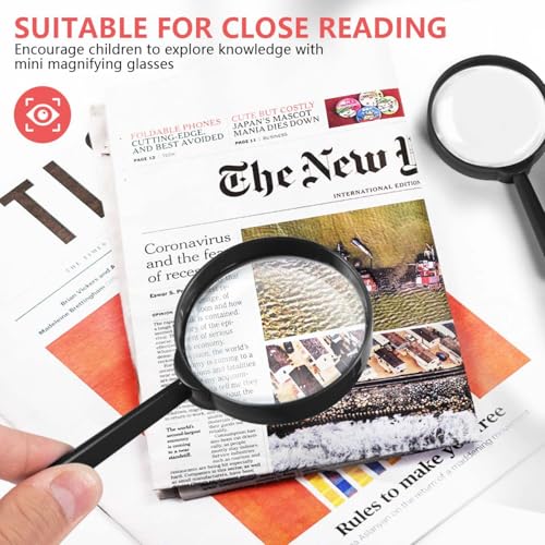 SenseYo 12 PCS Magnifying Glass 5X Mini Kids Magnifying Glass for Kids Reading Magnifier Magnifying Glasses for Kids Seniors