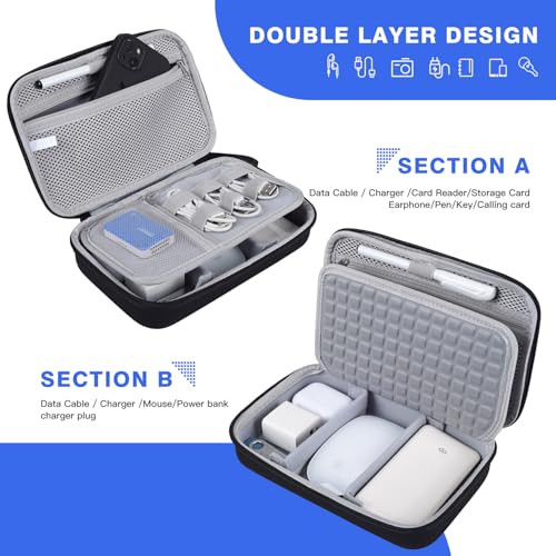 Hard Travel Electronic Organizer Case for MacBook Power Adapter Chargers Cables Power Bank Apple Magic Mouse Apple Pencil USB Flash Disk SD Card Hard Drive Waterproof Shockproof Carrying Bag, Black - color: Black