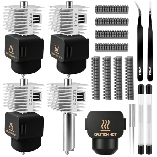 4Pcs 0.2MM Hotend Kit for Bambu Lab A1/A1 Mini, Stainless Steel A1 Hotend Fast Speed&High Temp Integrated Structure with Silicone Brush A1 Extruder Hot End for Bambu Lab A1 3D Printer Accessories - style: A1 Hotend Kit8
