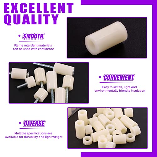 Swpeet 360Pcs Nylon Round Spacer Standoff Screw Nut and Flat Head Phillips #6-32 Electrician's Machine Screw Assortment Kit Perfect for Screws Prototyping