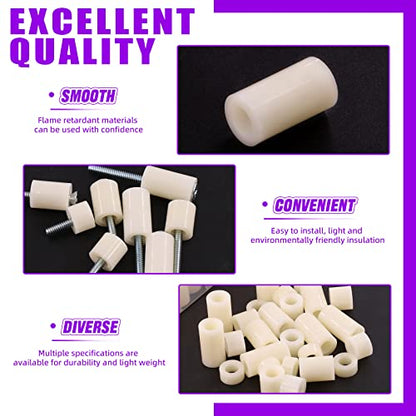 Swpeet 360Pcs Nylon Round Spacer Standoff Screw Nut and Flat Head Phillips #6-32 Electrician's Machine Screw Assortment Kit Perfect for Screws Prototyping