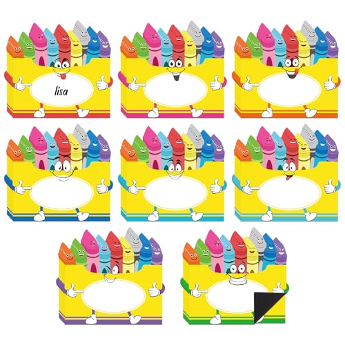 Resurhang 48 Pcs Crayon Box Magnetic Name Tags for Classroom - style: Crayon
