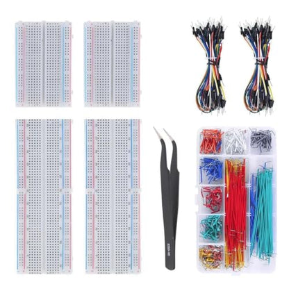 4 Breadboard Kit 970 Jumper Wires with Tweezers for Electronics Projects
