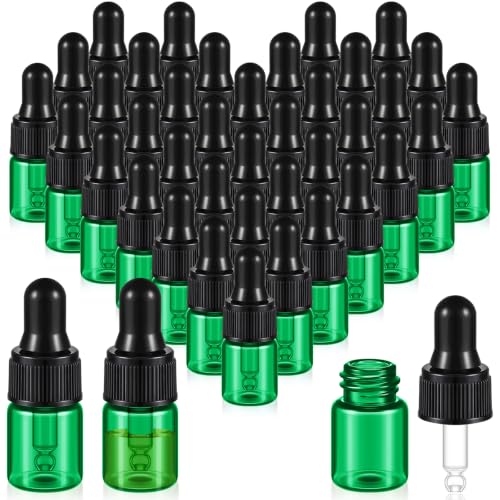 Didaey 100 Pcs Mini Glass Oil Dropper Bottle, 2 ml, Natural Green - color: Natural Green, size: 2 ml