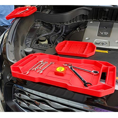 3pcs Large Non-Slip Flexible Silicone Tool Tray, Mechanic Tool Mat, Tool Organizer, Tool Storage, Tool Holder, Grip Mats, No Magnets, Christmas Day Gift for Men, Father’s Day Gift - color: Red