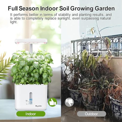 Indoor Garden Planter Growing Systems Soil plant pot indoor Small Smart Soil Gardening System with 17 Watts LED Grow Light Auto Timer Self-Watering Planter Pot Gifts for Mom Women (No Seeds&Soil) - color: White