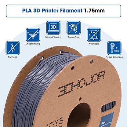3DHoJor PLA Filament 1.75mm,3D Printing Filament,1kg*2 Cardboard Spool, Fit Most FDM 3D Printer,Dimensional Accuracy +/- 0.03 mm,Vacuum Packaging-2Pack Grey - color: 2pack Grey
