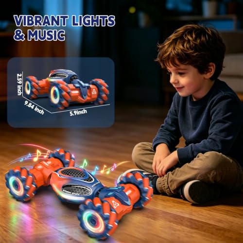 Remote Control Car - RC Drift Car Gesture Sensing Toy Boy Age 6-8-12 Gifts - color: Orange