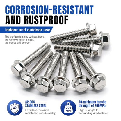 Taiss 25PCS 1/4-20 x 1 Flanged Hex Head Bolts 304 Stainless Steel,Flange Hexagon Screws Fully Threaded 1/4 Stainless Steel Bolts,1/4 Bolt - color: SS 1/4-20 x 1"