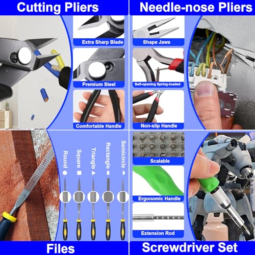 3D Printer Tool Kit, 202 Pcs 3D Printer Accessories Includes Deburring Tool, Removal Tools, Digital Caliper, Cutting Mat, Carrying Case, 3D Printing Tool Kit for Finishing, 3D Print Removing, Cleaning
