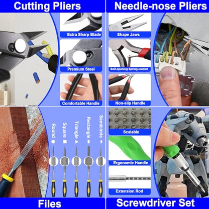 3D Printer Tool Kit, 202 Pcs 3D Printer Accessories Includes Deburring Tool, Removal Tools, Digital Caliper, Cutting Mat, Carrying Case, 3D Printing Tool Kit for Finishing, 3D Print Removing, Cleaning