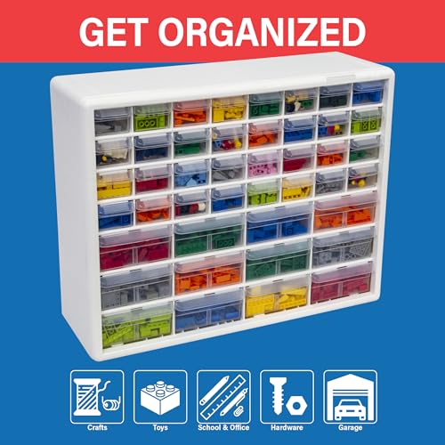 Akro-Mils AWS143630040G Wire Bin Shelving System with 9 Shelves and Green Shelf-Max Bins, 36-Inch x 14-Inch x 74-Inch, Chrome - color: White, size: 44 Drawer, style: 1 Pack