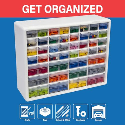 Akro-Mils AWS143630040G Wire Bin Shelving System with 9 Shelves and Green Shelf-Max Bins, 36-Inch x 14-Inch x 74-Inch, Chrome - color: White, size: 44 Drawer, style: 1 Pack