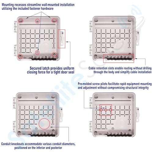 SatelliteSale Weatherproof Junction Box Heavy Duty Enclosure 9x9x4 Inches UV-Rated Thermoplastic Alloy Made in USA - size: 9"×9"×4"